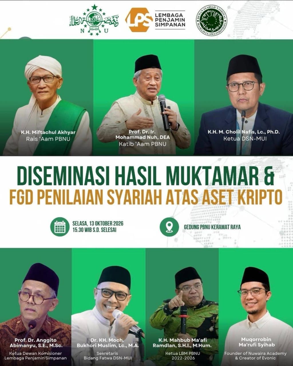 Besok, Kiai Cholil Nafis Dijadwalkan Jadi Narasumber FGD Penilaian Syariah Aset Kripto di PBNU